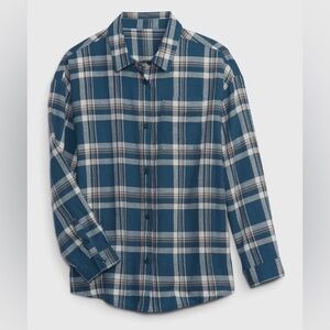 GAP 6-7 Kids Blue and White Checkered Button Down Shirt Boys Long Sleeve Plaid